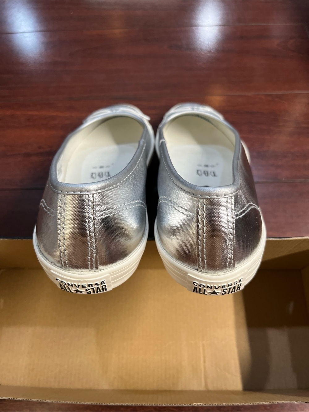 Womens 8 Converse Dainty Ballerina Slip On Silver Metallic New A14492C HALF BOX - Picture 5 of 16